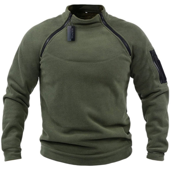 Steph | fleece trui in militaire stijl