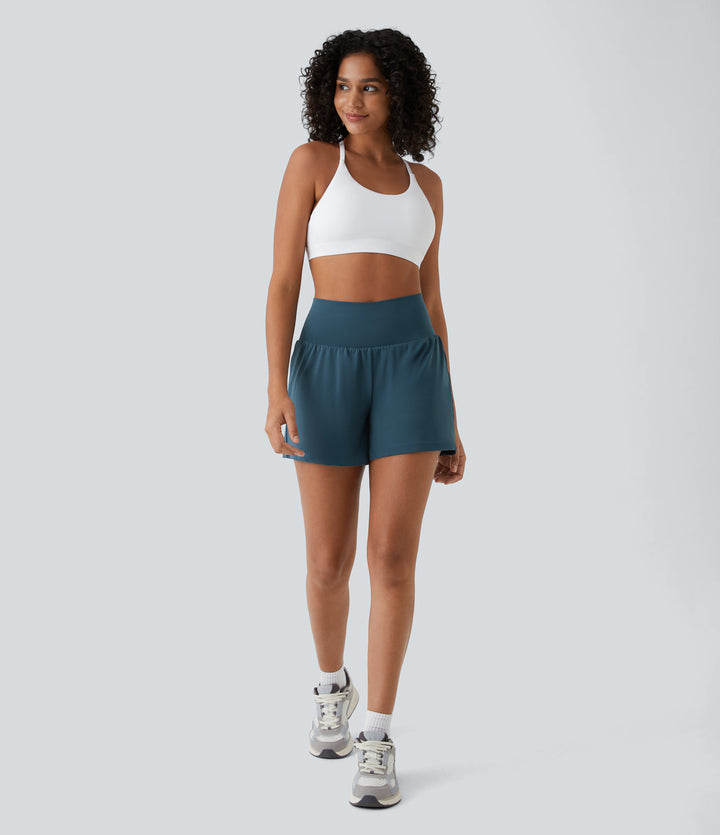 Gayle | 2-in-1 yogashort met hoge taille, achterzak en zijzak