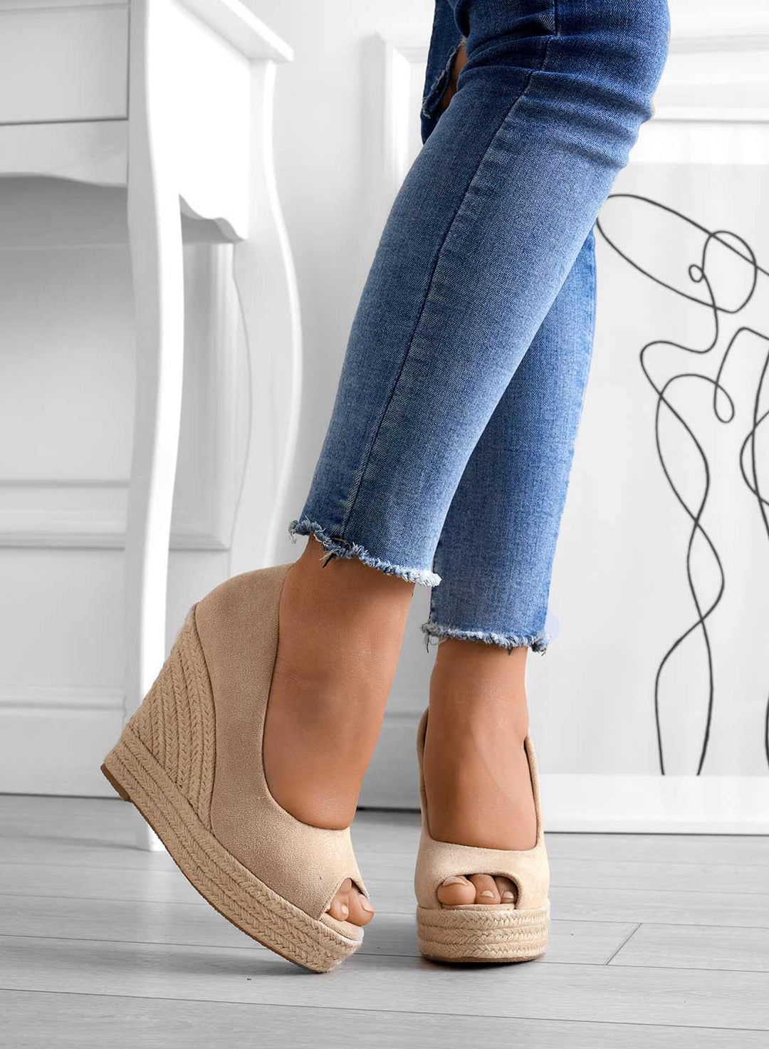 Jane | Suède Espadrilles Met Sleehakken