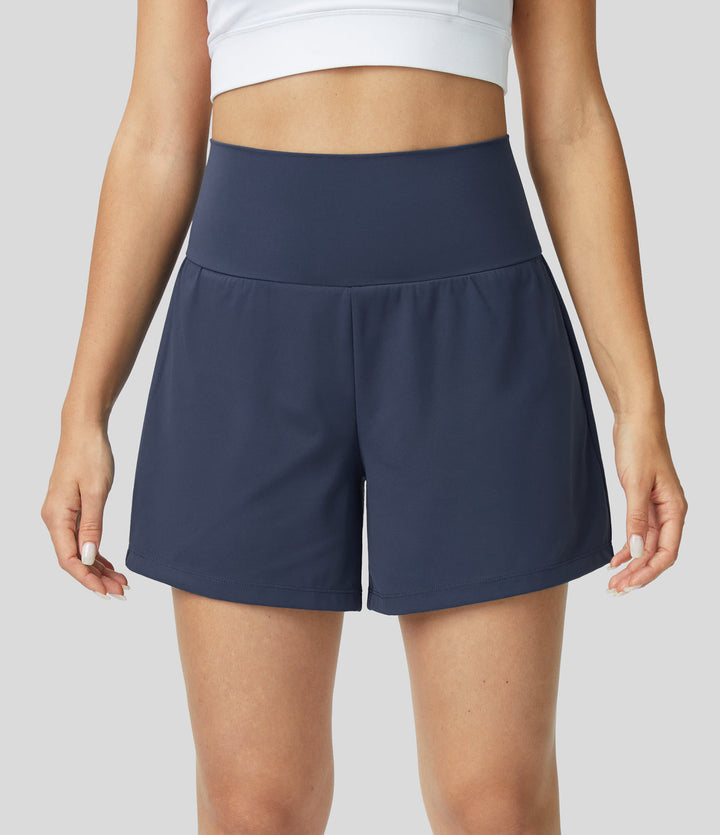 Gayle | 2-in-1 yogashort met hoge taille, achterzak en zijzak