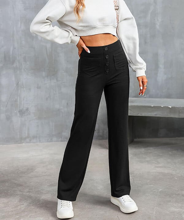 Melody -  High-waisted elastische casual broek