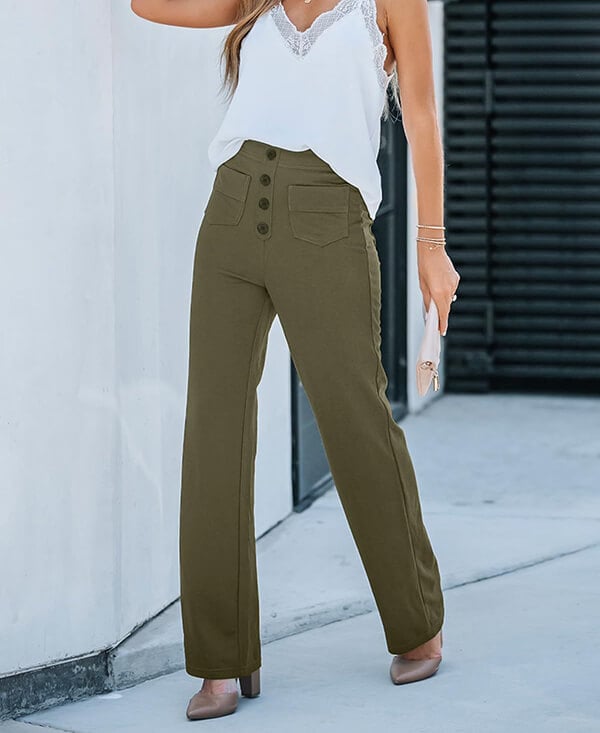 Melody -  High-waisted elastische casual broek