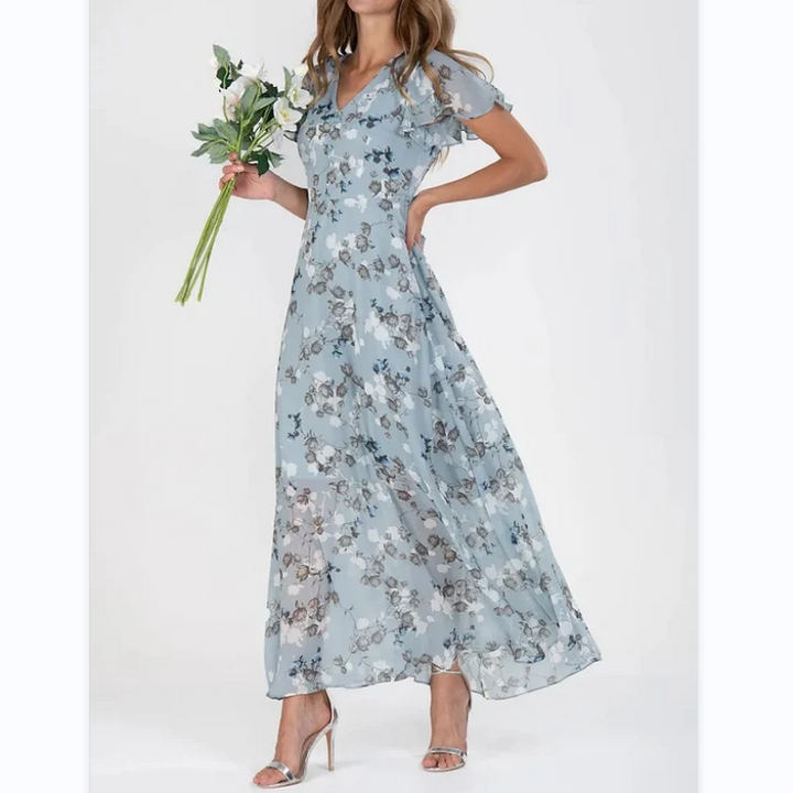 Lilly - Lange jurk met korte mouwen en bloemenprint--🔥Bespaar 50% korting