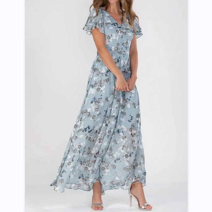 Lilly - Lange jurk met korte mouwen en bloemenprint--🔥Bespaar 50% korting