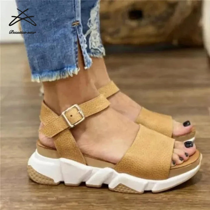 New 2022 Summer Women Shoes Fashion Soft Casual Sandals Round Toe Casual Thick Soled Shoes